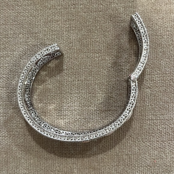 Judith Ripka Sterling Silver Diamonique & Pink Mother of Pearl Cuff Bracelet - Picture 5 of 13